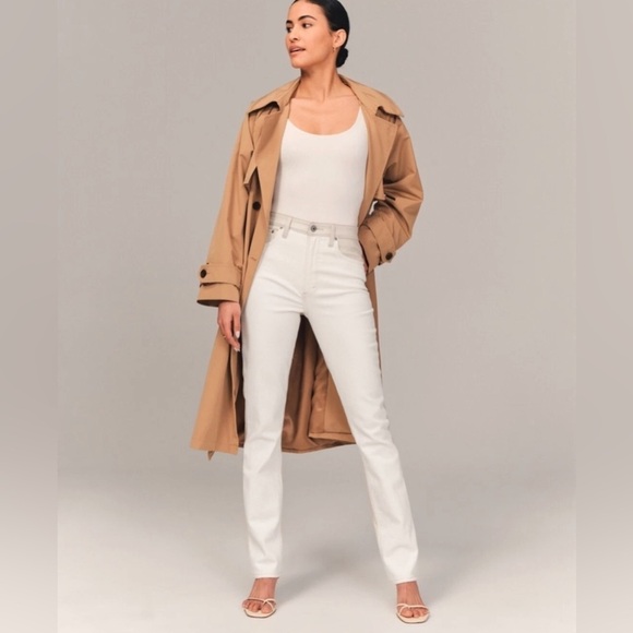 Abercrombie & Fitch The Slim Straight Ultra High Rise Cream Pants | Size 24 - Picture 1 of 5